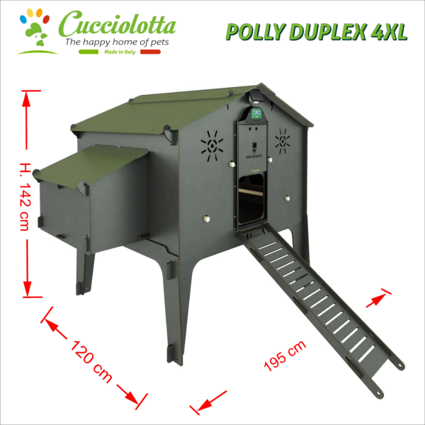 Pollaio rialzato fino a 24 galline POLLY DUPLEX 4XL GREY per Giardino Fattoria Didattica Azienda Agricola