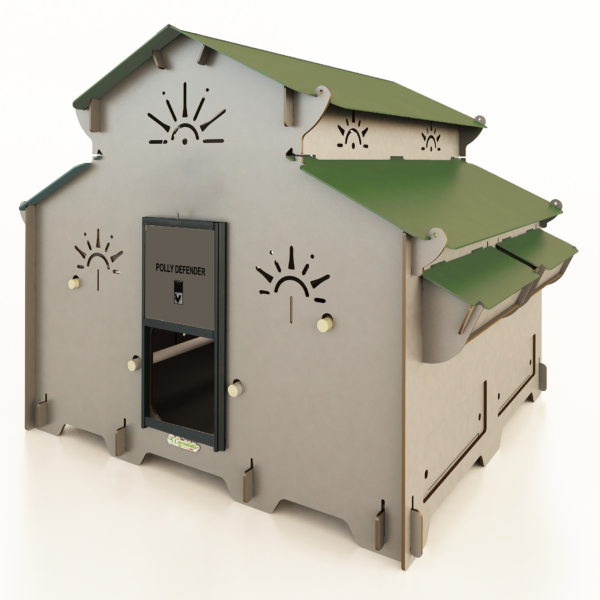 Grande Pollaio fino a 24 galline ovaiole con 4 nidi interni rialzati inclinati e cassetto raccolta uova esterno POLLY FARM FAMILY 5XL LIGHT GREY - immagine 4