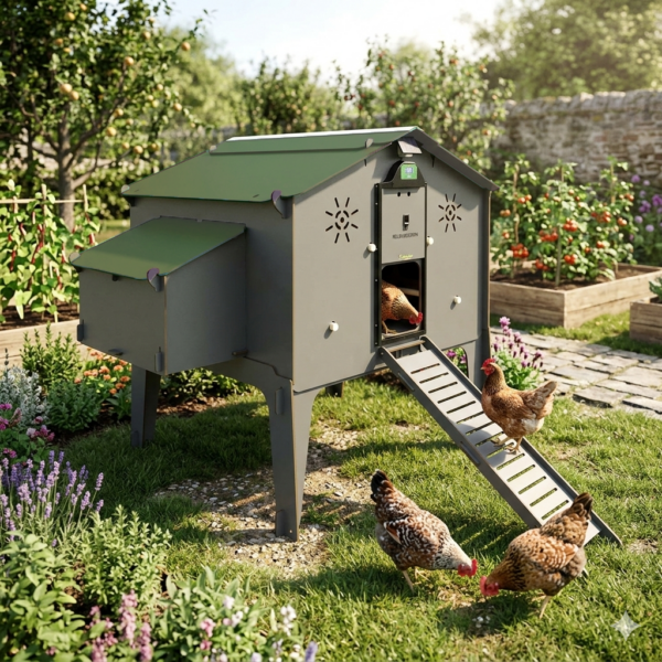Pollaio rialzato fino a 24 galline POLLY DUPLEX 4XL GREY per Giardino Fattoria Didattica Azienda Agricola - immagine 2
