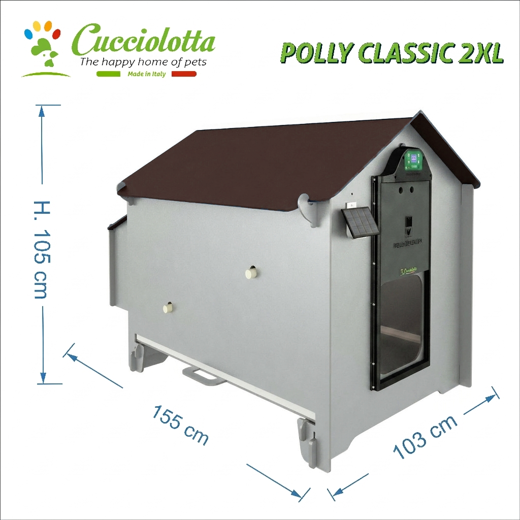 polly 2xL grigio chiaro marrone Pollaio per 12 galline con cassetto estraibile POLLY CLASSIC 2XL Light Grey - immagine 1