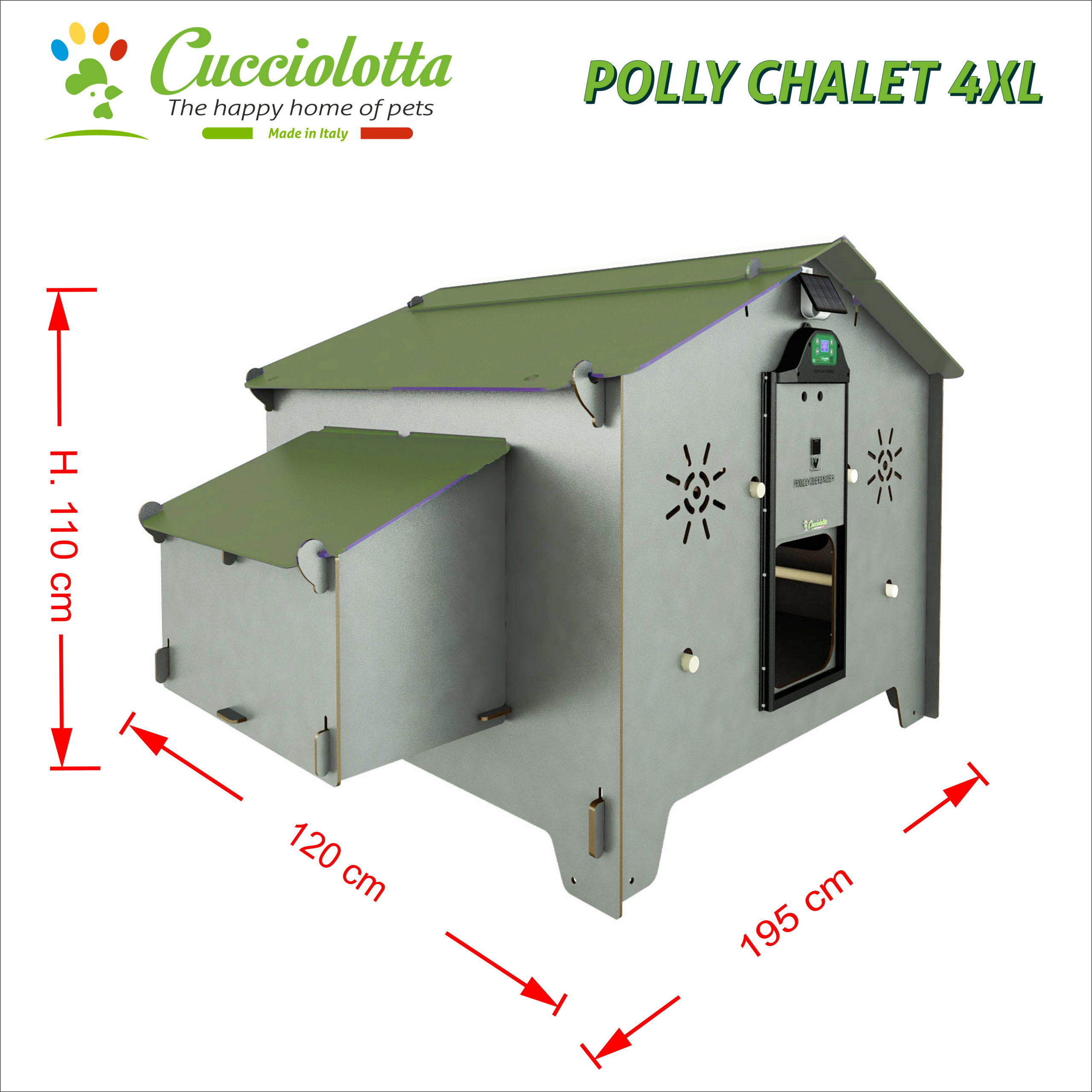 polly CHALET 4XL GREY chiaro marrone (001) Grande pollaio fino a 24 galline ovaiole / ornamentali uova BIO con 4 nidi 4 posatoi POLLY CHALET 4XL Light Grey - immagine 1