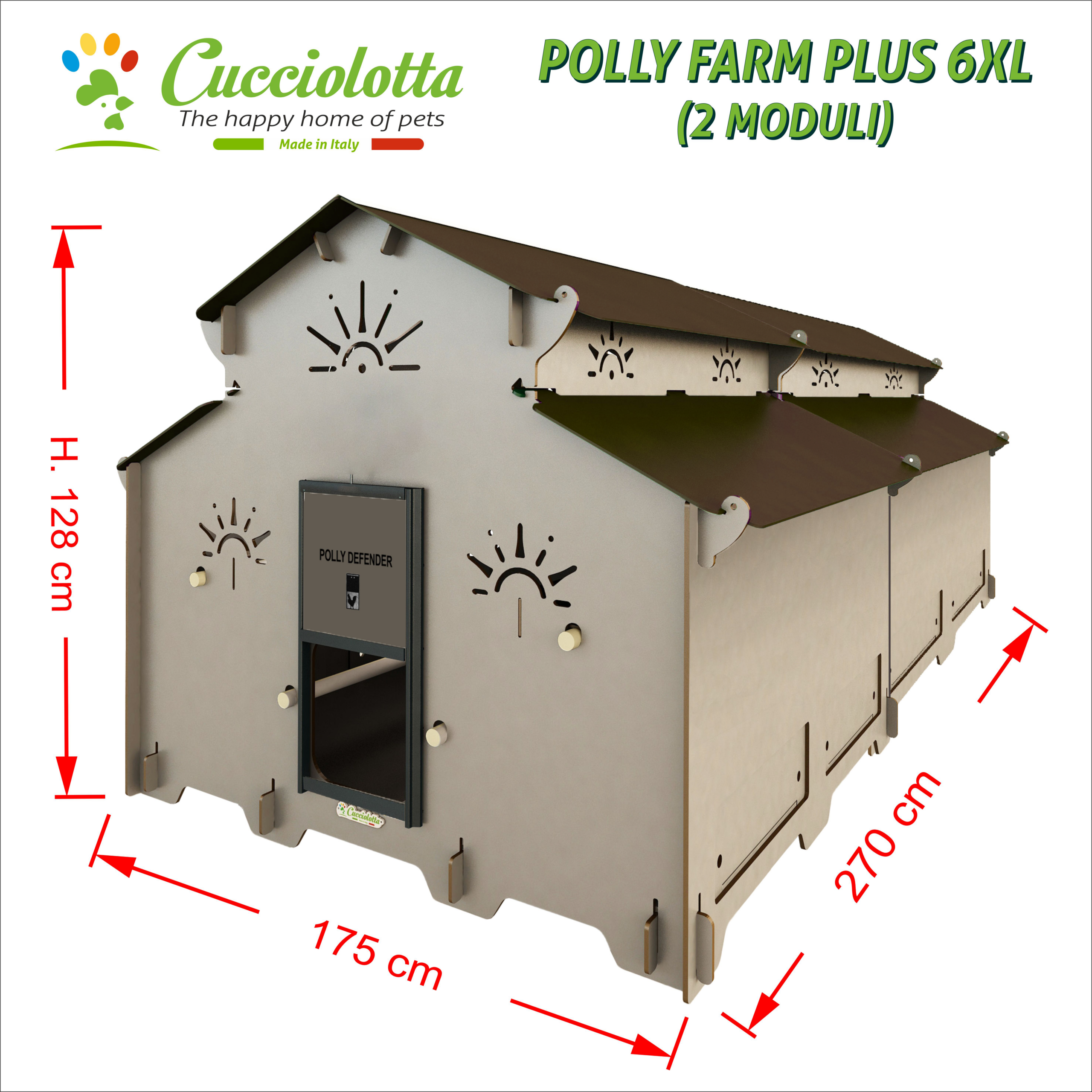 polly farm plus 6xl grey 2moduli v2 banner (002) Grande pollaio fino a 48 galline ovaiole - allevamento BIO uova fresche tutti i giorni modello PFP-50-2M - immagine 1